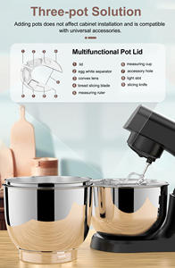 <span class=keywords><strong>Robot</strong></span> pâtissier de cuisine 4L 1500W, mélangeur planétaire manuel entièrement métallique avec certificat GS, boîtier en plastique, batteur sur socle pour gâteaux - Product Image 6