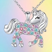 Colliers pendentifs en alliage de haute qualité, provenant directement de l'usine, nouvelle mode, Europe et Amérique, mignons, colorés, poney, licorne, unisexe, plaqués argent