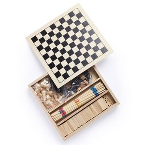Hot Sale 5-In-1 Wooden Set Custom Logo Promotional Mikado/Chess/Checkers/Domino <b>Games</b> for Kids and Adults - Product Image 2