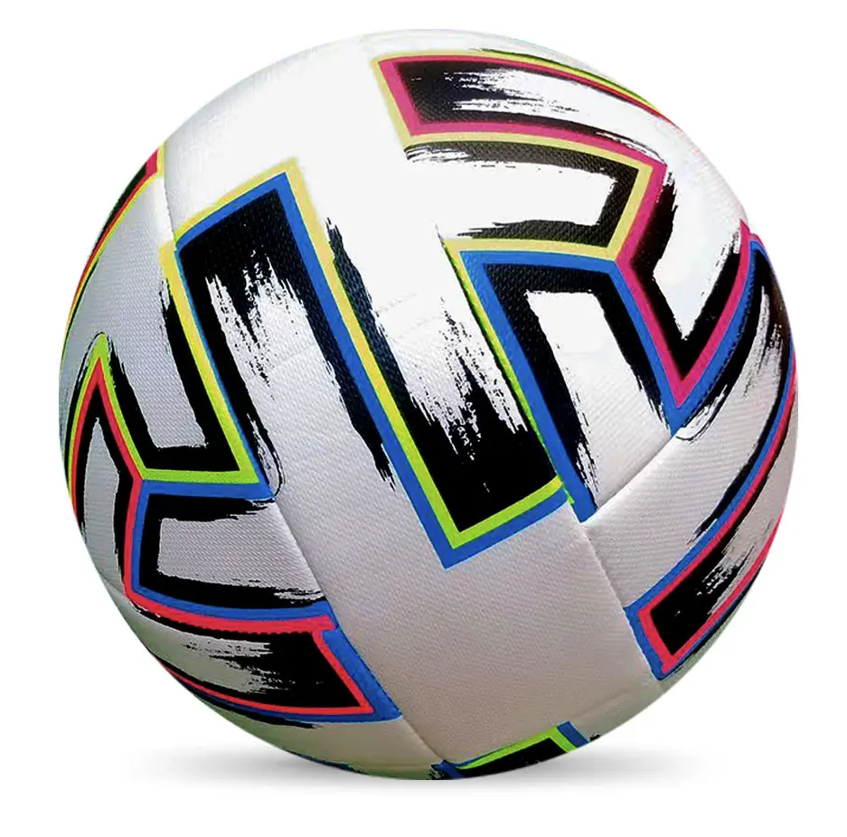 Venta a granel de fábrica, balón de fútbol, cuero PU, impresión personalizada, logotipo en color, entrenamiento escolar, carreras, balón de fútbol