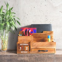 Porte-stylos de bureau rectangulaire multifonctionnel en bois, boîte de rangement, organisateur de bureau, accessoires de tiroir 40x21x25cm
