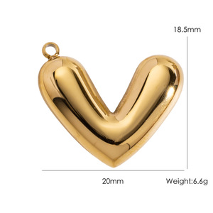 2025新作カスタムDIYステンレスチャームファッションジュエリー手作りハートシリーズジルコンペンダントPVDゴールドチャームギフト作り - Product Image 5