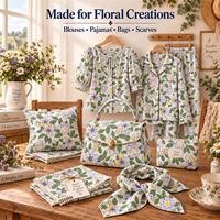 Tissu Popeline de Coton Imprimé Numérique Personnalisé Motif Floral Héritage Élégant, Doux 105 g/m² pour Robes, Blouses et Matelassage