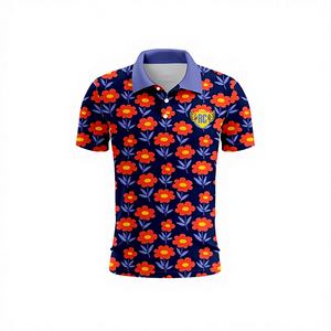 Chemise de golf décontractée pour homme, personnalisée OEM, motif floral, design gratuit, respirante, en jersey, pour l'été tropical, anti-humidité, grandes tailles - Product Image 1