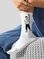 Chaussettes en coton doux respirant de haute qualité, avec semelle en tissu éponge, design jacquard, logo personnalisé, pour hommes