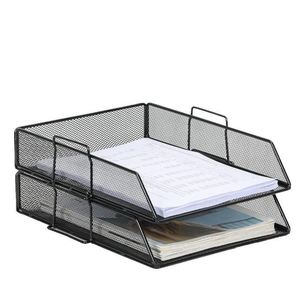2-Tier High Quality Metal Mesh Document Tray Desktop <b>Organizer</b> Efficient <b>File</b> Management for Office School - Product Image 1