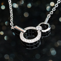 Collar Gargantilla OEM de Oro 18K con Anillos Entrelazados, Cadena de Caja con Pavé de Diamantes de Laboratorio, Diseño Delicado y Sólido de Órbitas Entrecruzadas, Joyería de 18 Pulgadas