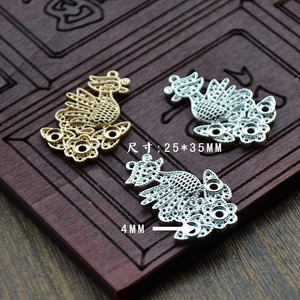 Colgante de cobre con forma de pato mandarín, 25x35mm, filigrana, accesorio para la fabricación de joyas, accesorios DIY - Product Image 1