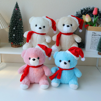 Ours en peluche de Noël avec bonnet de Père Noël, poupée ours en peluche, cadeau d'anniversaire, animaux en peluche en gros