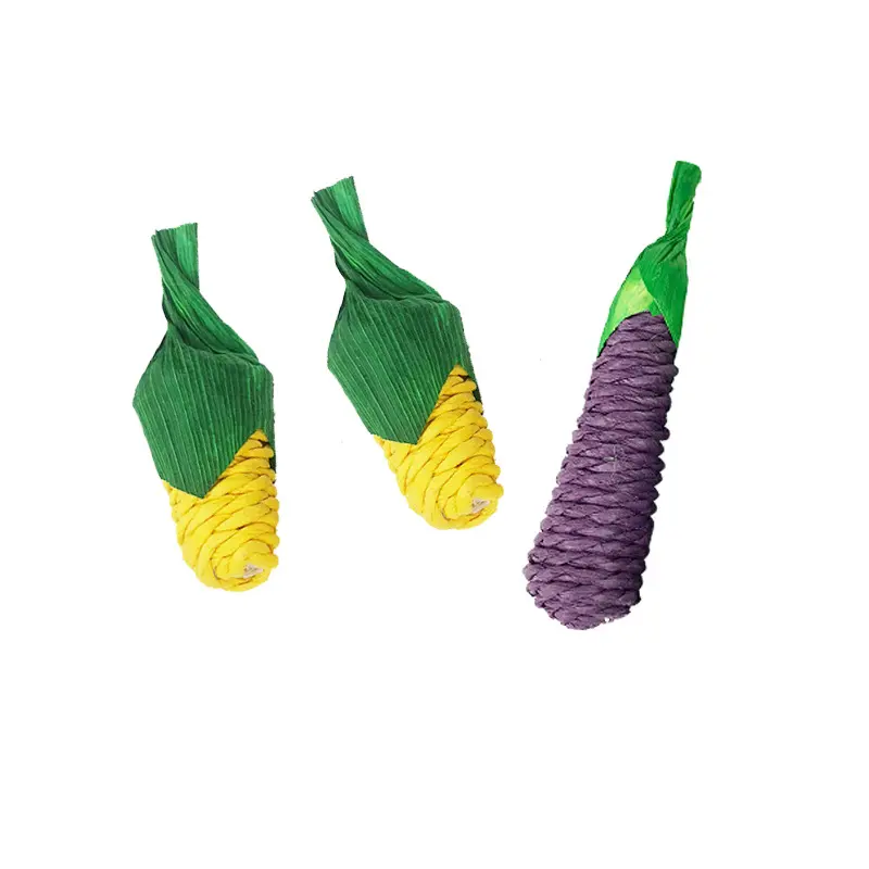 Juguetes mordedores con forma de zanahoria para mascotas, juguetes pequeños para mascotas, conejo y hámster, materiales naturales