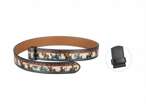 Cintura Western con Stampa Cowboy 4,2cm 120cm in Vera Pelle Casual con Motivo Animale Stampa a Trasferimento Termico - Product Image 1
