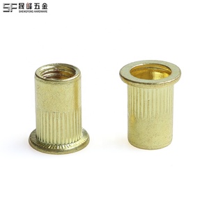 Rivets à sertir personnalisables M3-M12 en acier inoxydable, cuivre et laiton plaqué or, à tête plate moletée, type creux - Product Image 1