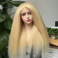 Pelucas de Cabello Humano Rubio Natural al por Mayor con Cierre, Cabello Vietnamita 613 Yaki Liso Rizado, Peluca con Cierre de Encaje HD 4x4