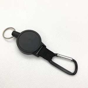 Llavero retráctil con gancho de mosquetón, accesorio de plástico negro para exteriores, para acampar, senderismo, todas las estaciones, 1 unidad - Product Image 1