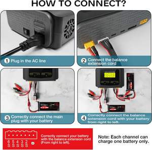 Cargador de Baterías LiPo con Pantalla Grande, Cargador/Descargador RC Dual de 10A con Balance Rápido 1-6S para Autos y Drones RC - Product Image 4
