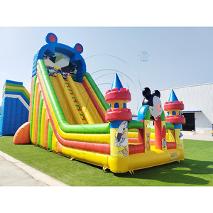 Château gonflable géant commercial à double toboggan pour enfants, parc d'attractions gonflable à thème dessin animé, idéal pour la vente - Product Image 1