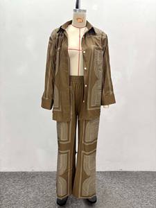 GX7255 Mode 2026 Damenbekleidung Herbst Streetwear Bedrucktes Hemd und Weite Hose 2-teiliges Set - Product Image 2