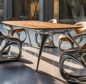 FANGYUZHENG Set di Sedie <span class=keywords><strong>da</strong></span> <span class=keywords><strong>Pranzo</strong></span> di Lusso dal Design Artistico Moderno con Esclusiva Elettrodeposizione per Arredamento Soggiorno Hotel Villa o Centro Commerciale - Product Image 2