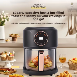 360 °   หม้อทอดไร้น้ำมัน Visual Air Fryer 6 ลิตร โถแก้ว หน้าจอสัมผัสดิจิตอล หม้อทอดอัจฉริยะ 8 in 1 พร้อมฟังก์ชั่นอบแห้ง ย่าง อบ - Product Image 3