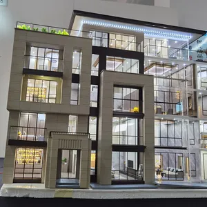 Modelo de cristal a escala arquitectónica profesional, mansión de apartamento, modelo de iluminación LED, edificio inmobiliario 3D