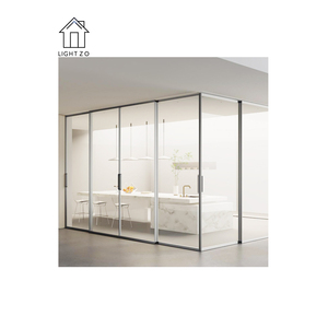 Liga de alumínio durável Material Cozinha Varanda L-Shaped Deslizante Interior Vidro Temperado Design Horizontal Impermeável Terminado - Product Image 2