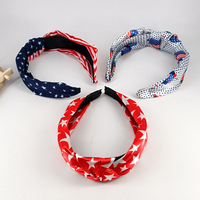 Serre-tête en plastique enveloppé de tissu de 3 cm de large, motif patriotique Fête de l'Indépendance, accessoire de mode pour les fêtes et le quotidien