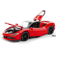 Coche de Juguete a Escala 1:24 de Metal Fundido a Presión, con Luces y Música, 4 Puertas Abribles, Función de Retroceso, para Niños y Niñas de 5+ Años, Coleccionable