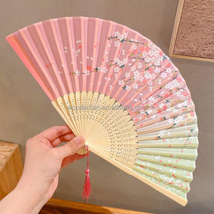 Affascinante Elegante Donna Moderna Fatto a Mano in Bambù di Seta 21cm Pieghevole per Borsa Tascabile Ventilatore con Manica in Tessuto per Danzare Matrimonio - Product Image 3