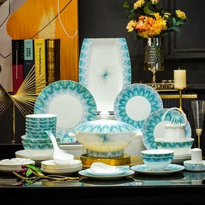 Service de vaisselle en céramique de Jingdezhen et porcelaine fine, ensemble de plats et de vaisselle pour la maison, cadeau, service d'assiettes de dîner pour hôtel - Product Image 2