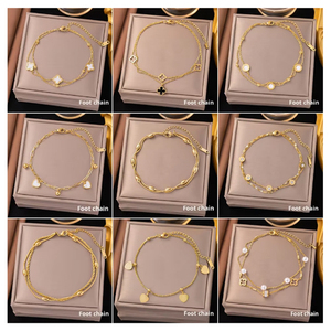 Nouvelle collection de chevillères en acier inoxydable pour femme, inaltérables, style <span class=keywords><strong>punk</strong></span> géométrique, haut de gamme, tendance, polyvalentes, style européen, pour l'été - Product Image 2