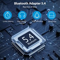 Adaptador BT5.4 para PC, Dongle USB BT5.4V, Baja Latencia, Plug & Play, Sin Controladores, para Windows 7/10/8.1/11, Alta Ganancia (Negro)