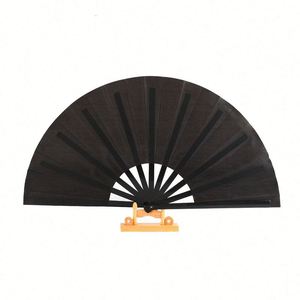 <b>White</b> Large Clack Custom Festival Hand Folding Fan With Logo 13INCH - Product Image 3