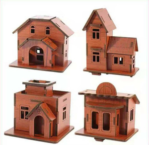Rompecabezas 3D de Madera DIY al por Mayor, Modelos Hechos a Mano, Juego de Construcción de Cabañas, Juguetes de Madera Unisex para Niños de 5 a 7 Años, Aprendizaje Inteligente - Product Image 1