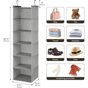 6 <b>Shelf</b> Hanging Closet Organizer 33x15x85cm Foldable Fabric Storage For Behind Doors On Walls Neatening - Product Image 3