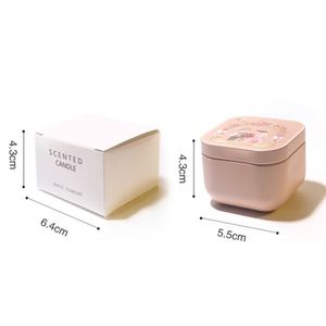 Bougie parfumée artisanale en cire de soja, boîte métallique carrée avec fleurs séchées, cube d'aromathérapie florale pour la décoration de la maison - Product Image 3
