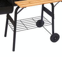 Barbecue au charbon de bois d'extérieur avec foyer latéral et étagère en bois, machine à barbecue portable