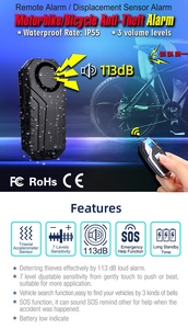 120dB không dây xe đạp hệ thống báo động với từ xa Chống trộm xe đạp chống trộm rung báo động cho xe đạp và xe máy - Product Image 6