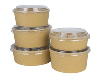 500ml 750ml 1000ml bols à salade en papier kraft avec couvercles contenants à emporter jetables bol en papier