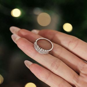 Dylam 2024 Xmas Christmas Festival Gifts Unique Design <b>925</b> Sterling <b>Silver</b> Irregular 5A Zirconia Band Engagement Proposal <b>Rings</b> - Product Image 3
