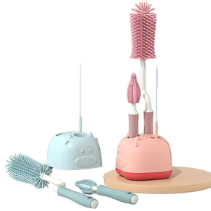 Aiduoqi, chupete portátil específico para bebé, cepillo para biberón de mango largo con paja, cepillo para biberón de silicona - Product Image 1