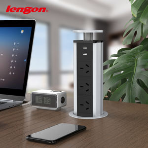 Enchufe Pop de escritorio multifuncional Toma de corriente de Mesa 3 salidas Aluminio <span class=keywords><strong>10A</strong></span> Corriente nominal Compatible con estándares AU 2 USBA - Product Image 1