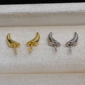 Accesorio de Bricolaje de Cuerno de Diablo Grande Hecho a Mano, Plata 925, Estilo Barroco, con Perla, Soporte Vacío, 1 Pieza, 4146, Fornituras de Joyería - Product Image 1