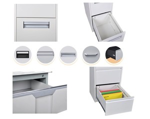 Màu xám-trắng 4 ngăn kéo Locker với khóa phím 4 ngăn kéo bên Tủ hồ sơ - Product Image 3
