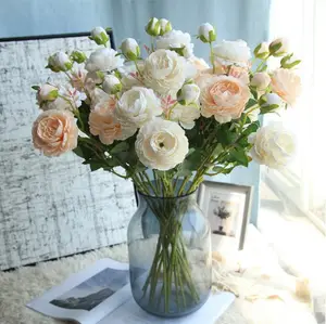 Coshinerose 저렴한 우아한 실크 장미 꽃꽂이 고품질 사무실 홈 호텔 웨딩 장식 꽃