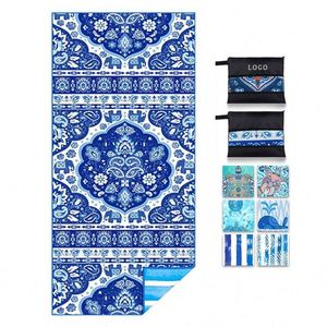 Custom Oversized Sublimation Towels Microfiber Sand Free Pocket Quick Dry Beach Towel With Zipper - Product Image 1