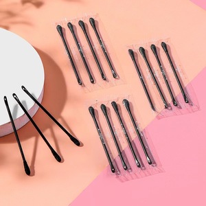 Black Ear Pick Cotton Swabs 125 Mm Disposable Spiral Tipped 2 In 1 For Pimple Squeezing - Product Image 1