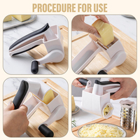 Râpe à tambour manuelle 3-en-1 pour fromage et légumes, râpe rotative à manivelle avec poignée pour cuisine