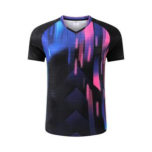Jersey Badminton Raglan Custom Neon Glitch Print, Bernapas, Cepat Kering, Ringan, Seragam Latihan Tim, Logo Custom, MOQ Kecil - Product Image 1