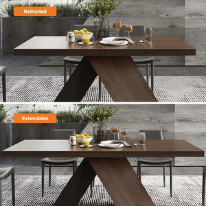 NOVA Tavolo da Pranzo Pieghevole Rettangolare <span class=keywords><strong>in</strong></span> Legno Massello 1,6m Set Moderno <span class=keywords><strong>in</strong></span> <span class=keywords><strong>Noce</strong></span> Tavolo Allungabile per Uso <span class=keywords><strong>in</strong></span> Sale da Pranzo di Hotel - Product Image 4