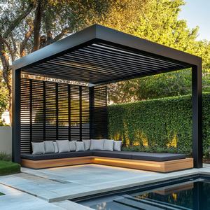 Pergola Bioclimatique Motorisée en Alliage d'Aluminium Imperméable et Coupe-Vent avec Finition Thermolaquée pour Décoration de <span class=keywords><strong>Jardin</strong></span> Facile - Product Image 5